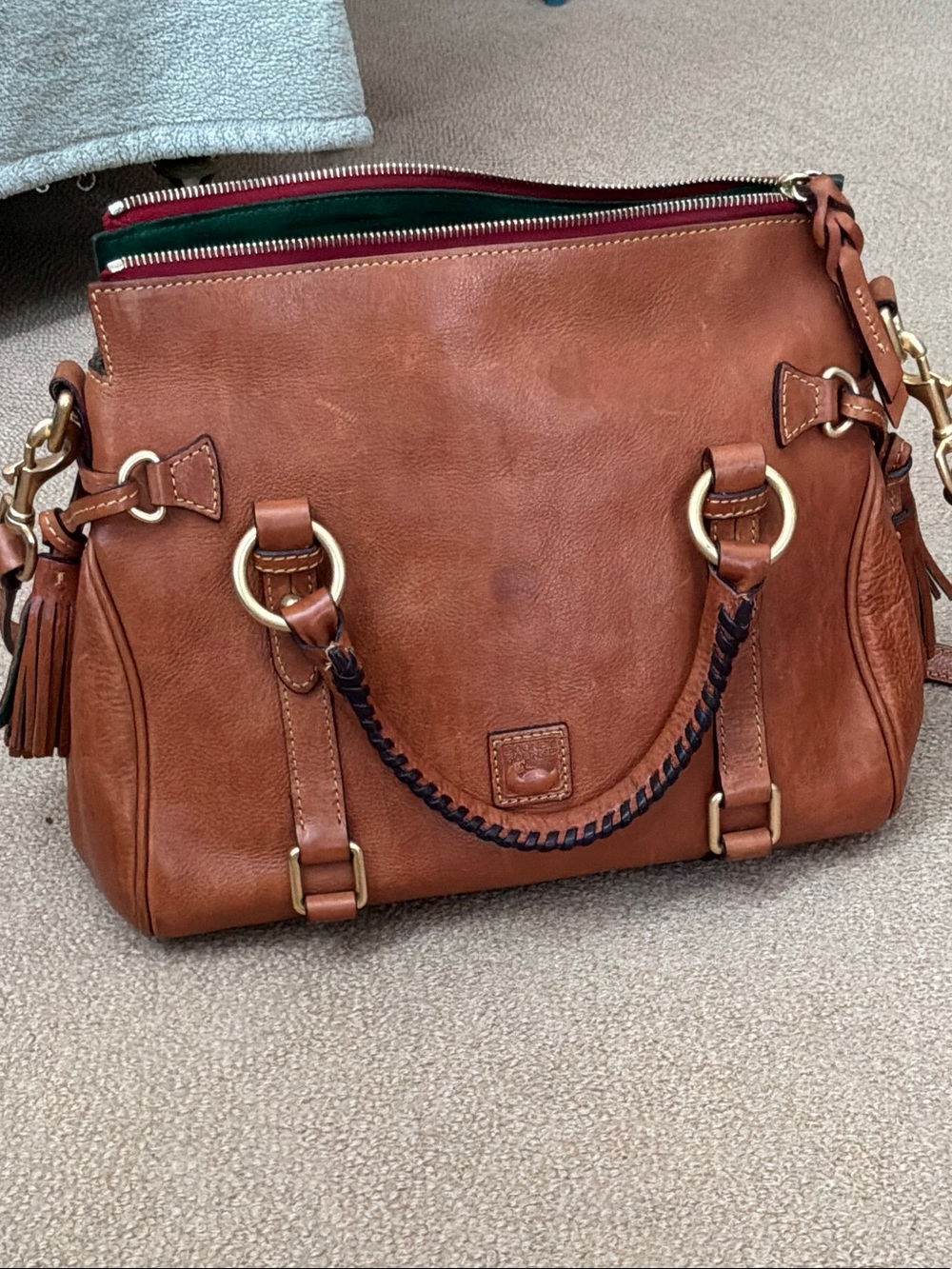 Dooney & Bourke Florentine Leather Shoulder Bag with Braided Accent